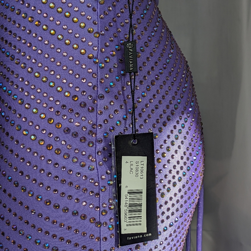 NWT FAVIANA Charmeuse Heat-Stone Patterned Dress | Size 4 Small - Picture 11 of 14